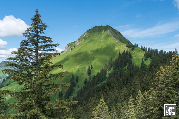 Der grasige Gipfelaufbau des Kegelkopfes